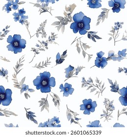 The flowers alternate between small five-petaled forms and denser clusters of petals, giving the pattern a vibrant and rich look