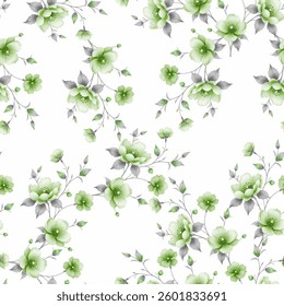 The flowers appear to be stylized representations of various blossoms, with soft, rounded petals in a light hue. They are arranged in clusters, with branches or stems in a muted tone.