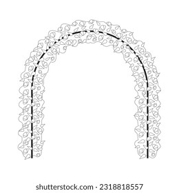 Flowers arch monochrome flat vector object. Wedding altar decor. Arched branch. Circle frame. Editable black and white thin line icon. Simple cartoon clip art spot illustration for web graphic design