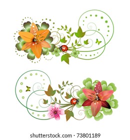 Flowers arrangement and butterflies
