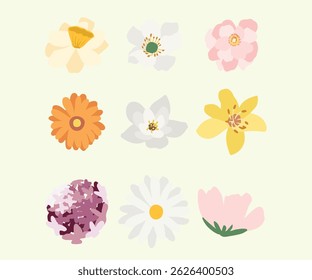 Flowers Arrangement floral nature colorful watercolor simple wedding decoration set
