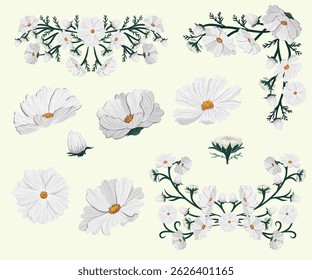 Flowers Arrangement floral nature colorful watercolor simple wedding decoration set