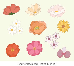 Flowers Arrangement floral nature colorful watercolor simple wedding decoration set