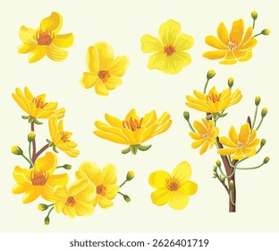 Flowers Arrangement floral nature colorful watercolor simple wedding decoration set