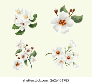 Flowers Arrangement floral nature colorful watercolor simple wedding decoration set