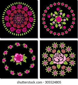 flowers art set vector eps mandala pictures graphic model ornament circle geometric design