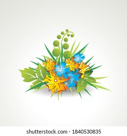 Flowers background, bright blossom card, vector.