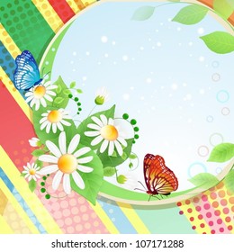 Flowers background with butterflies