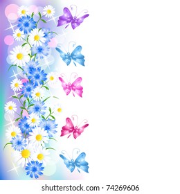 Flowers background with butterfly