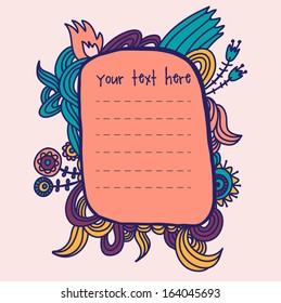 Flowers background. Cartoon vector card