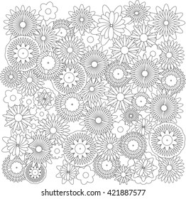 Flowers background catcher for coloring book 