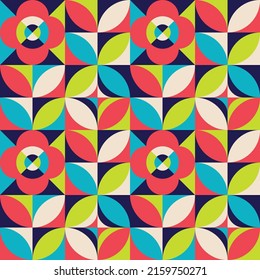 Blumenhintergrund-Design. Abstraktes geometrisches nahtloses Muster. Dekorationsmosaik. Vektorgrafik. 