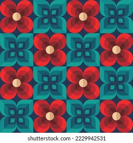 Flowers background design. Abstract geometric seamless pattern. Decorative ornament mosaic. Vector illustration. 