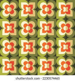 Blumenhintergrund-Design. Abstraktes geometrisches nahtloses Muster. Exotische Fritten Garten. Dekorationsmosaik. Vektorgrafik. 