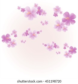 Flowers background. Flowers design. Apple tree flowers. Flowers of sakura isolated on Light Pink Yellow color background. Cherry blossom. Vector