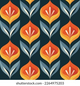 Flowers background design. Floral garden geometric seamless pattern. Decorative ornament mosaic. Vector illustration. 