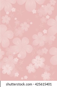 Flowers background. Flowers design. Vector abstract illustration. Sakura blossoms on light-pink-beige. Vector. 