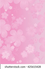 Flowers background. Flowers design. Vector abstract illustration. Sakura blossoms on light-pink. Vector. 