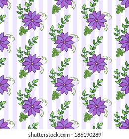 Flowers background in doodle style, template for use as packaging, fabric, paper, background