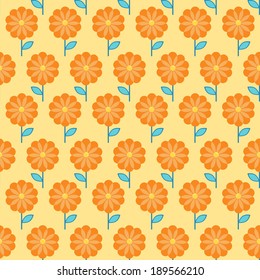 Flowers background in doodle style, template for use as packaging, fabric, paper, bedclothes