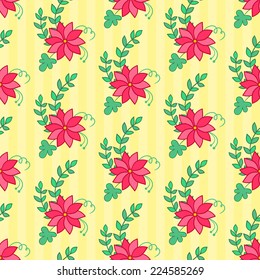 Flowers background in doodle style, template for use as packaging, fabric, background