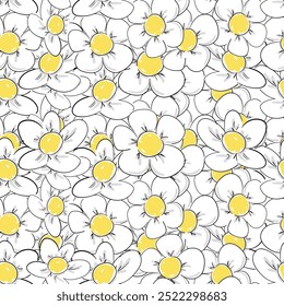 Flowers background hand drawn flowers seamless pattern, vector illustration summer spring print