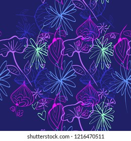 Fundo de flores, desenhado à mão, estilo de esboço. Fundo abstrato com padrão floral. Ilustração vetorial. Padrão têxtil, papel de parede, impressão.