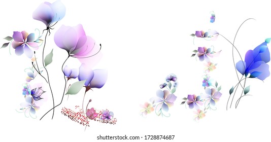 Flowers background illustration art watercolor print vector