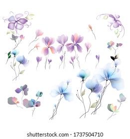 Flowers background illustration art watercolor print vector