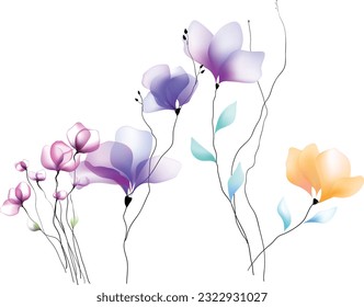 Flowers background illustration art watercolor print art vector