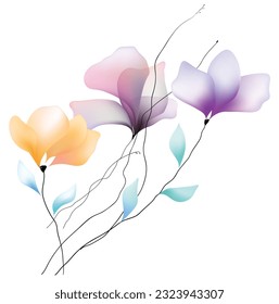 Flowers background illustration art watercolor print art vector