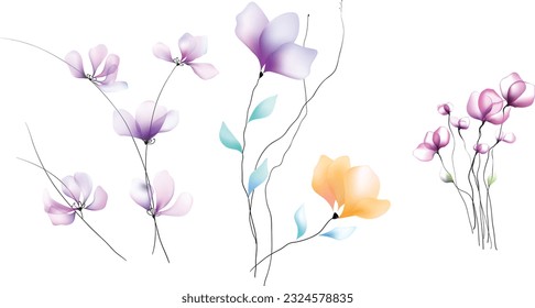 Flowers background illustration art watercolor print art vector