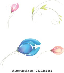 Flowers background illustration art watercolor print vector
