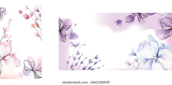 Flowers background illustration art watercolor print art  vector