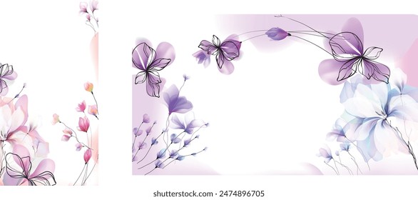 Flowers background illustration art watercolor print art vector