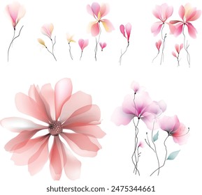 Flowers background illustration art watercolor print art vector