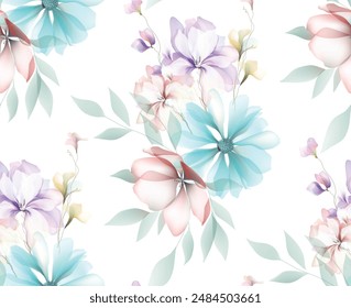 Flowers background illustration art watercolor print art  seamless pattern