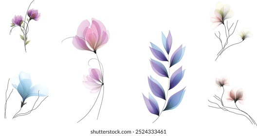 Flowers background illustration art watercolor print art vector