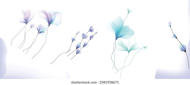 Flowers background illustration art watercolor print art vector