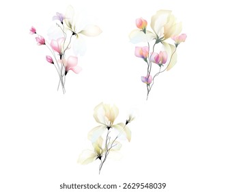 Flowers background illustration art watercolor print art vector 