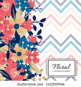 Flowers background illustration. Manual composition. Spring. Summer.