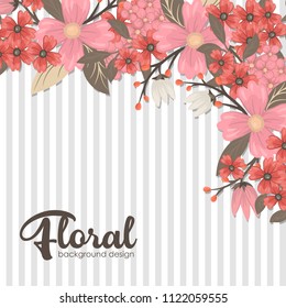 Flowers background illustration. Manual composition. Spring. Summer.