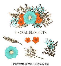 Flowers background illustration. Manual composition. Spring. Summer.