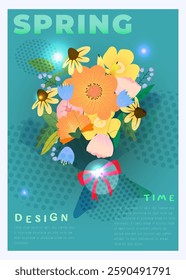 Flowers background. Inscription in flowers. Typography poster design. Print, label, cover or t-shirt print design. Spring