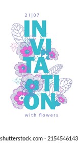Fondo de flores para invitaciones, afiche, invitación a la boda. Dibujo de línea de vectores o ilustración de grabado.