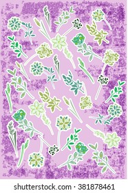 The flowers background is. Vector illustration summer or spring themes. Set of colour plants