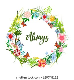 The flowers background is. Vector illustration summer or spring themes. Set of color plants