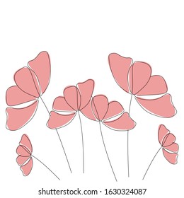 Flowers background line drawing vector illustration