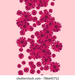 Flowers Background. Placer of Beautiful Lush Gerbers. Pink Daisies. Flowers Background for Postcards, Textiles, Fabric, Tile, Surface Textures, Wrapping Paper. Abstraction from Flowers. Gerbera.