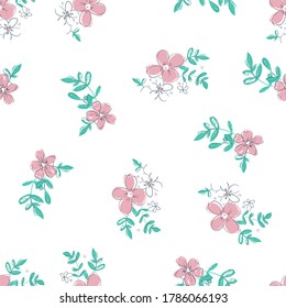 Flowers background print for textile. flowers beautiful illustration for the fabric. Design ornament pattern seamless. Vector.